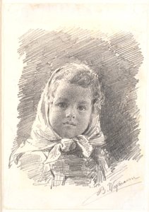 Ritratto di una bambina con un fazzoletto in testa da Bertha Wegmann