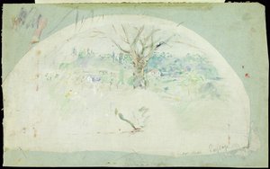 Ventaglio raffigurante Bougival, 1884 da Berthe Morisot