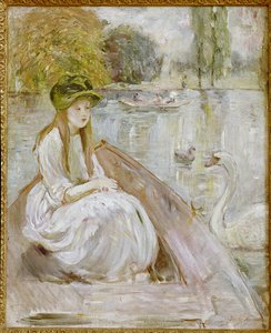 Jeanne Fourmanoir accanto al lago. Dipinto di Berthe Morisot