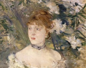 Giovane donna in abito da ballo da Berthe Morisot