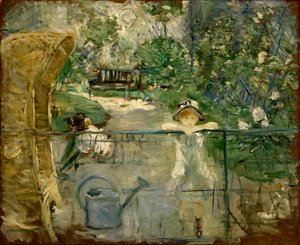 Bambine nel giardino o, la sedia a cesta, 1885 da Berthe Morisot