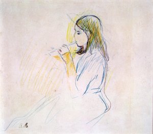 La figlia di Manet che suona il flauto dolce da Berthe Morisot