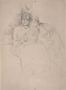 La lezione di disegno - Berthe Morisot che disegna con sua figlia, c.1889-90 da Berthe Morisot
