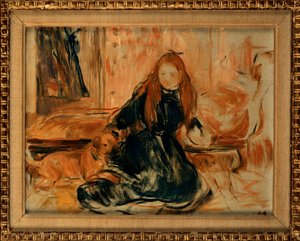 Ragazza che gioca con un cane, 1892 da Berthe Morisot