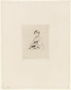 Giovane ragazza con gatto da Berthe Morisot