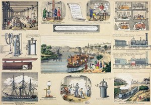 Storia del vapore, illustrazione per un libro di testo educativo, metà del XIX secolo da Bertmont
