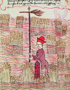 Ms 327 fol.197r Geometra in un campo, da Traité d