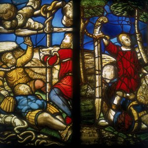 Il serpente di bronzo (vetrate attribuite a Dirck Crabeth), David e Golia (di Biagio Arcimboldi), Museo del Duomo, Milano da Biagio & Arcimboldi Giuseppe Arcimboldi