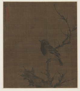 Uccello dormiente su un ramo di pruno, 1400s da Bian Wenjin