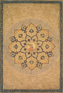 Shamsa sole con ritratto di Aurangzeb 1618-1707, dall