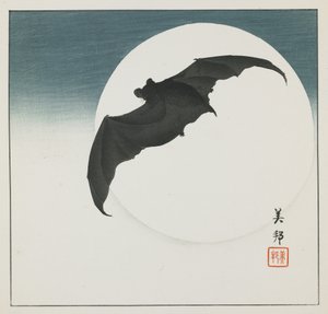 Pipistrello e Luna, inizio XX secolo da Biho Takashi or Takahashi (b. 1873. fl 1890 1930)