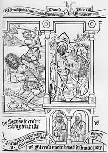Frammento facsimile della pagina 28 della Bibbia dei Poveri, 1849 da Bisson and Cottard