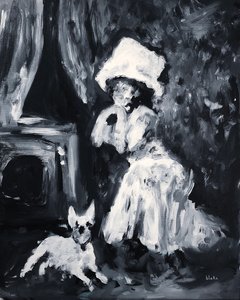 Signora e cane in posa, c.2019 da Blake Munch