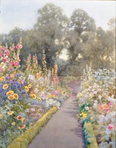 Sentiero del giardino con malvarose e papaveri da Blanche Baker