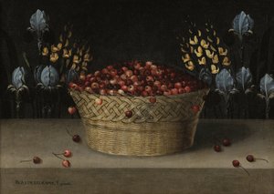 Natura morta con ciliegie, lupino e iris, c.1610 da Blas de Ledesma