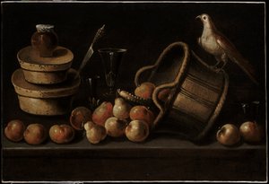 Natura morta con frutta e un uccello