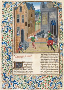 Corpi avvolti portati in un edificio, illustrazione da 