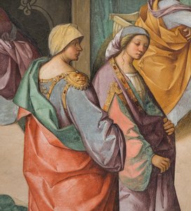 Navata centrale, seconda campata nord, Nascita della Vergine, Boccaccio Boccaccino 1514-15, (dettaglio)