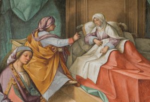 Navata Centrale, Seconda Campata Nord, Nascita della Vergine, Boccaccio Boccaccino 1514-15, (dettaglio)