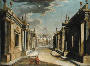Capriccio architettonico che raffigura la storia delle figlie di Minia