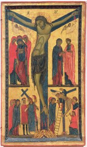 La Crocifissione con Sante donne, piangenti, Cristo sulla Via del Calvario e la Deposizione, pannello destro di un dittico da Bonaventura Berlinghieri