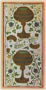 I due di coppe, facsimile di una carta dei tarocchi dal mazzo 