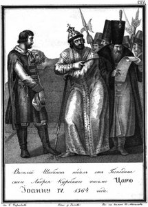 Ivan il Terribile riceve una lettera da Andrey Kurbsky. 1564 Da Karamzin illustrato, 1836