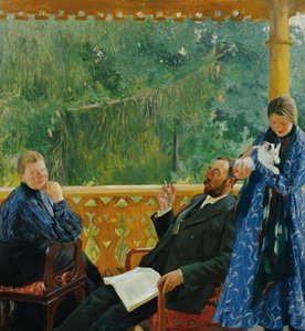 Ritratto di famiglia (ritratto della famiglia Polenow) da Boris Mikhailovich Kustodiev
