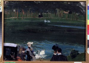 Bois de Boulogne. Il lago con cigni e passeggiatori da Boris Mikhailovich Kustodiev