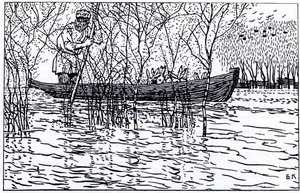 Illustrazione per il poema Nonno Mazaj e le lepri di N. Nekrasov, 1910 da Boris Mikhailovich Kustodiev