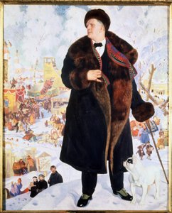 Ritratto del cantante Feodor I. Chaliapin da Boris Mikhailovich Kustodiev