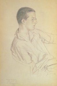 Ritratto di Dmitri Dmitrievich Shostakovich, 1923 da Boris Mikhailovich Kustodiev