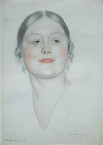 Ritratto di Maria Dmitrievna Shostakovich, 1923 da Boris Mikhailovich Kustodiev