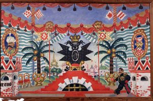Scenografia per la commedia teatrale La pulce di E. Zamyatin, 1925-1926 da Boris Mikhailovich Kustodiev