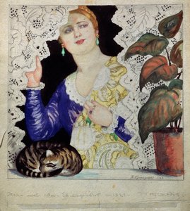 Una donna russa alla sua finestra da Boris Mikhailovich Kustodiev