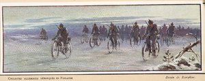 Ciclisti tedeschi che arrivano in Finlandia; da Histoire des Soviets, pub. 1922