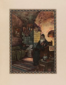 Pimen. Illustrazione del dramma Boris Godunov di A. Pushkin da Boris Vasilievich Zvorykin