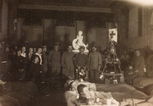 Album della Prima Guerra Mondiale in Friuli-Venezia Giulia: ritratto di gruppo il giorno di Natale a Villa Brazzà, sede del 17 dell