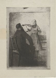 Ragazza che suona il violino e un uomo da Bramine Hubrecht