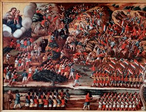 Ex-voto che rappresenta la Battaglia di Guararapes da Brazilian School