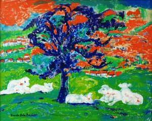 Tori bianchi sotto un albero