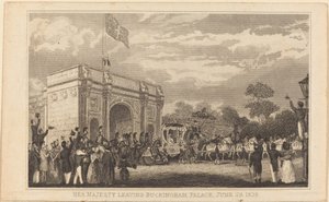Sua Maestà lascia Buckingham Palace, 28 giugno 1838 [metà sinistra]