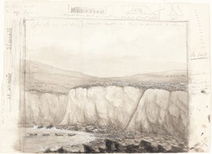 Schizzo di barche vicino a una scogliera da British 19th Century