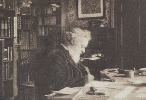 Collezionista di libri, William Morris nella sua biblioteca a Kelmscott House, Hammersmith da British Photographer
