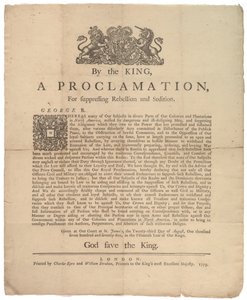 Una proclamazione per sopprimere la ribellione..., 23 agosto 1775 da British School
