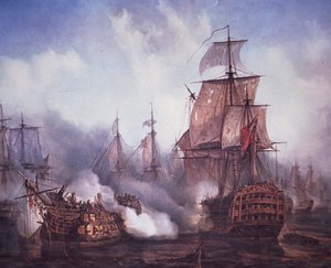 Battaglia di Trafalgar nel 1805 da British School