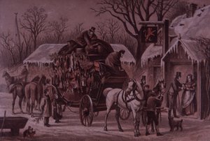 Natale sulla strada, carrozza carica di selvaggina festiva