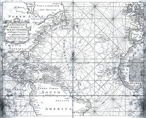 Mappa del Nord Atlantico di Mount e Page da British School
