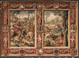 Mesi di maggio e giugno: caccia e tosatura delle pecore. Arazzo delle manifatture di Mortlake. XVII secolo Genova, Musei di Strada Nuova da British School