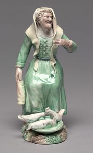 Vecchia donna che nutre i polli, Staffordshire Factory, c.1770